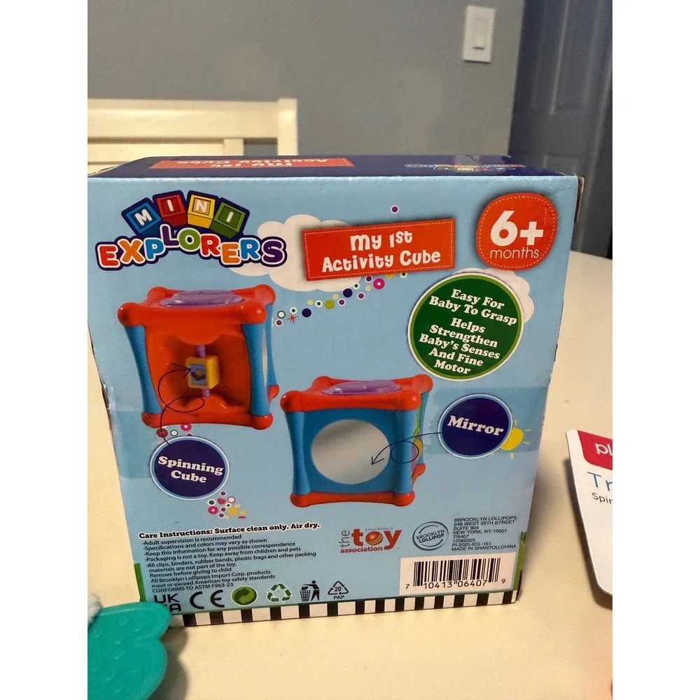Playtex Baby Unicorn Teether Triangle Rattle & Mini Explorers Activity Cube Set